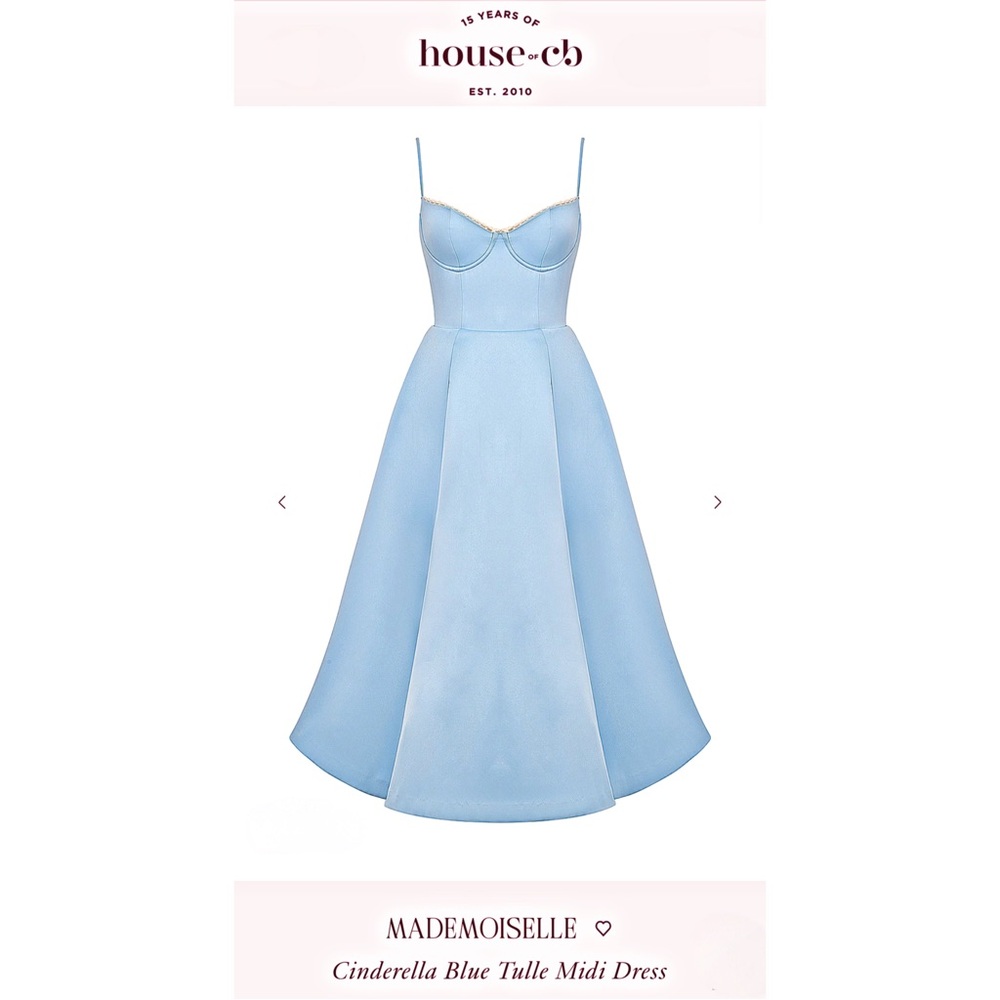 House of CB Mademoiselle Cinderella Blue Midi Dress M NWOT - Picture 3 of 17